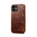 iPhone 12 mini Denior Oil Wax Top Layer Cowhide Simple Flip Leather Case - Brown