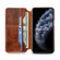 iPhone 12 mini Denior Oil Wax Top Layer Cowhide Simple Flip Leather Case - Brown