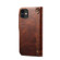 iPhone 12 mini Denior Oil Wax Cowhide Magnetic Button Genuine Leather Case - Brown