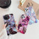 iPhone 11 Plating Colorful Geometric Pattern Mosaic Marble TPU Mobile Phone Case with Folding Bracket - Pink PF1