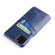 iPhone 11 Fierre Shann Retro Oil Wax Texture PU Leather Case with Card Slots  - Blue