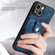 iPhone 11 Retro Skin-feel Ring Card Wallet Phone Case - Blue