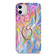 iPhone 11 Laser Glitter Watercolor Pattern Shockproof Protective Case with Ring Holder  - FD1