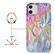 iPhone 11 Laser Glitter Watercolor Pattern Shockproof Protective Case with Ring Holder  - FD1