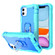 iPhone 11 PC + Rubber 3-layers Shockproof Protective Case with Rotating Holder  - Mint Green + Blue