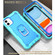 iPhone 11 PC + Rubber 3-layers Shockproof Protective Case with Rotating Holder  - Mint Green + Blue