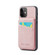 iPhone 11 Fierre Shann Crazy Horse Card Holder Back Cover PU Phone Case - Pink