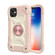 iPhone 11 Shockproof Silicone + PC Protective Case with Dual-Ring Holder  - Rose Gold