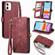 iPhone 11 Geometric Zipper Wallet Side Buckle Leather Phone Case - Red