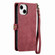 iPhone 11 Geometric Zipper Wallet Side Buckle Leather Phone Case - Red