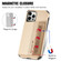 iPhone 11 Carbon Fiber Magnetic Card Bag TPU+PU Shockproof Back Cover Case with Holder & Card Slot & Photo Frame  - Khaki