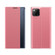 iPhone 11 Side Window Display Magnetic Suction Plain Grain Flip PU Leather + PC Case with Holder  - Pink