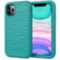 iPhone 11 Wave Pattern 3 in 1 Silicone+PC Shockproof Protective Case - Dark Sea Green