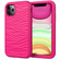 iPhone 11 Wave Pattern 3 in 1 Silicone+PC Shockproof Protective Case - Hot Pink