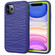 iPhone 11 Wave Pattern 3 in 1 Silicone+PC Shockproof Protective Case - Navy+Olivine