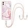 iPhone 11 Electroplating Marble Pattern IMD TPU Shockproof Case with Neck Lanyard - Rose Gold 005