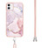 iPhone 11 Electroplating Marble Pattern IMD TPU Shockproof Case with Neck Lanyard - Rose Gold 005