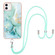 iPhone 11 Electroplating Marble Pattern IMD TPU Shockproof Case with Neck Lanyard - Green 003