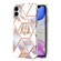 iPhone 11 Electroplating Splicing Marble Flower Pattern TPU Shockproof Case with Rhinestone Ring Holder  - Imperial Crown