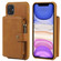 iPhone 11 Buckle Zipper Shockproof Protective Case with Holder & Card Slots & Wallet & Lanyard & Photos Frames - Brown