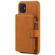 iPhone 11 Buckle Zipper Shockproof Protective Case with Holder & Card Slots & Wallet & Lanyard & Photos Frames - Brown