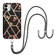 iPhone 11 Electroplating Splicing Marble Flower Pattern TPU Shockproof Case with Lanyard  - Black Flower