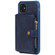 iPhone 11 Buckle Zipper Shockproof Protective Case with Holder & Card Slots & Wallet & Lanyard & Photos Frames - Blue