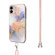 iPhone 11 Electroplating Pattern IMD TPU Shockproof Case with Neck Lanyard - Milky Way White Marble