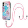 iPhone 11 Electroplating Pattern IMD TPU Shockproof Case with Neck Lanyard - Milky Way Blue Marble