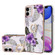 iPhone 11 Electroplating Pattern IMD TPU Shockproof Case with Rhinestone Ring Holder  - Purple Flower
