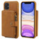 iPhone 11 Zipper Shockproof Protective Case with Card Slots & Bracket & Photo Holder & Wallet Function - Brown