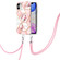 iPhone 11 Electroplating Splicing Marble Flower Pattern TPU Shockproof Case with Lanyard  - Pink Flower