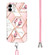 iPhone 11 Electroplating Splicing Marble Flower Pattern TPU Shockproof Case with Lanyard  - Pink Flower