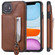 iPhone 11 Solid Color Double Buckle Zipper Shockproof Protective Case - Brown