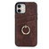 iPhone 11 Vintage Patch Leather Phone Case with Ring Holder  - Brown