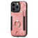 iPhone 11 Retro Skin-feel Ring Multi-card Wallet Phone Case - Pink