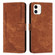 iPhone 11 Skin Feel Stripe Pattern Leather Phone Case with Lanyard - Brown