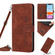 iPhone 11 Skin Feel Heart Pattern Leather Phone Case With Lanyard  - Brown