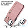 iPhone 11 Retro Ring and Zipper RFID Card Slot Phone Case - Pink