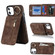 iPhone 11 Retro Ring and Zipper RFID Card Slot Phone Case - Brown