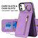 iPhone 11 Retro Ring and Zipper RFID Card Slot Phone Case - Purple