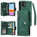 iPhone 11 Rivet Buckle 9 Cards Three Fold Leather Phone Case  - Green