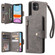 iPhone 11 Rivet Buckle 9 Cards Three Fold Leather Phone Case  - Grey