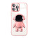 iPhone 11 Electroplating PC Astronaut Holder Phone Case with Lens Film - Pink