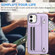 iPhone 11 Shockproof Leather Phone Case with Wrist Strap - Purple