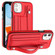 iPhone 11 Shockproof Leather Phone Case with Wrist Strap - Red