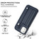 iPhone 11 Shockproof Leather Phone Case with Wrist Strap - Blue