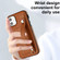 iPhone 11 Shockproof Leather Phone Case with Wrist Strap - Brown