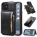 iPhone 11 Zipper Wallet Bag PU Back Cover Shockrpoof Phone Case with Holder & Card Slots & Wallet  - Black