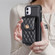 iPhone 11 Vertical Metal Buckle Wallet Rhombic Leather Phone Case - Black